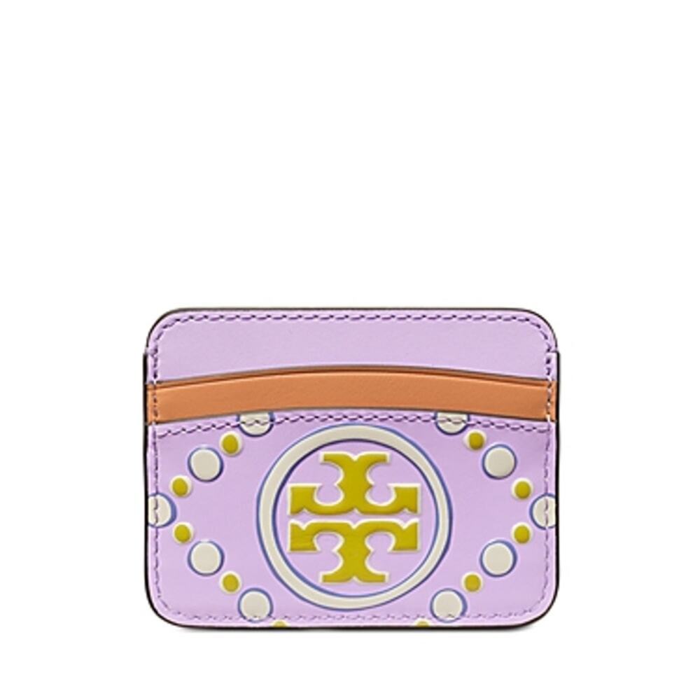 Tory Burch T Monogram Contrast Card Case Lavender Ivory NEW